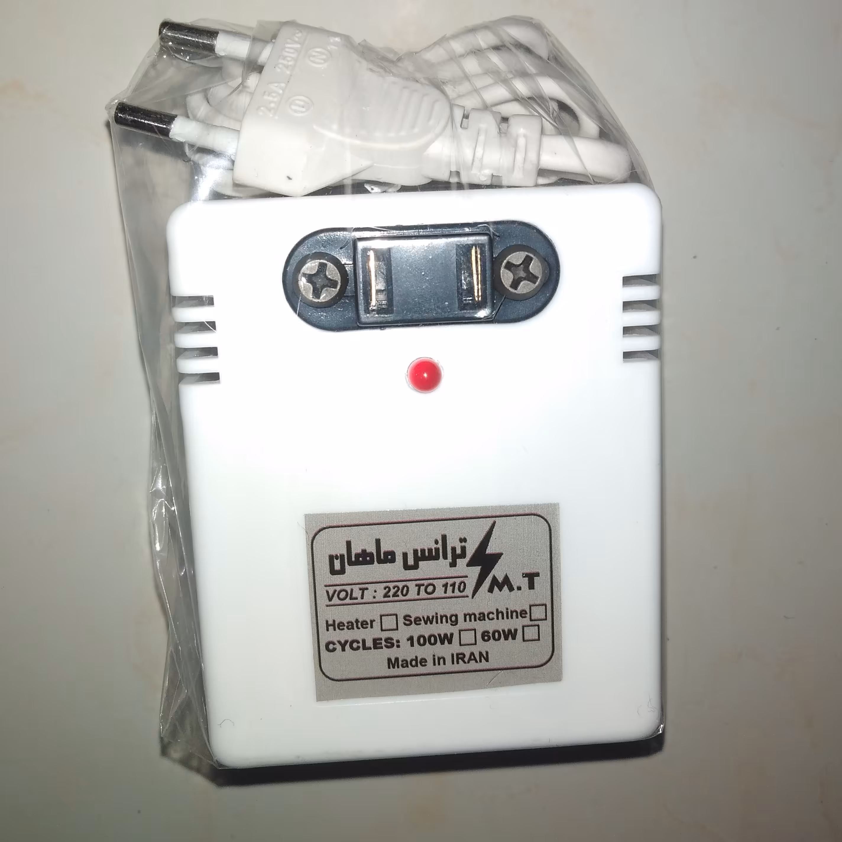 ترانس بخاری ژاپنی 110 ولت 100 وات با پریز تک کاره 