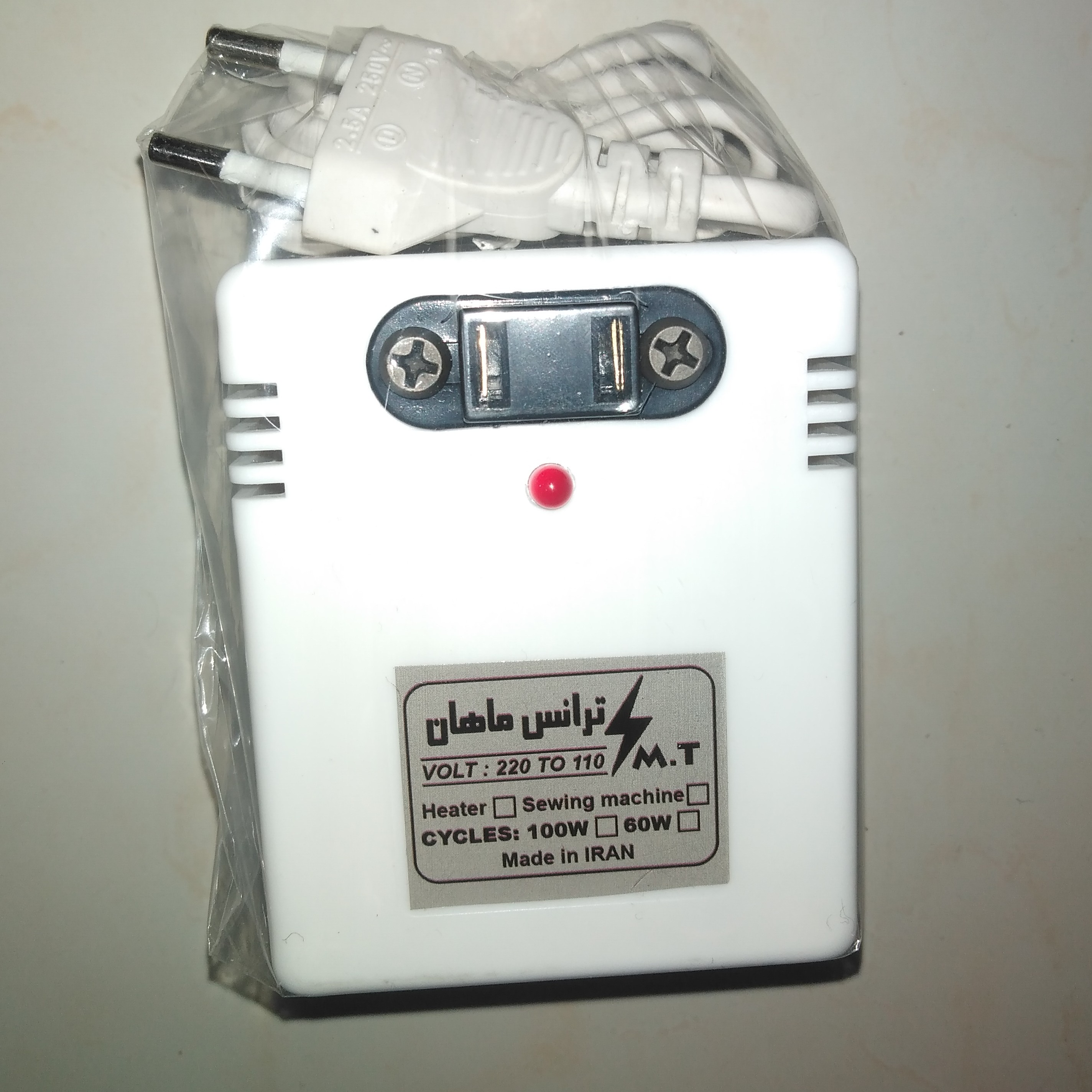 ترانس بخاری ژاپنی 110 ولت 100 وات با پریز تک کاره