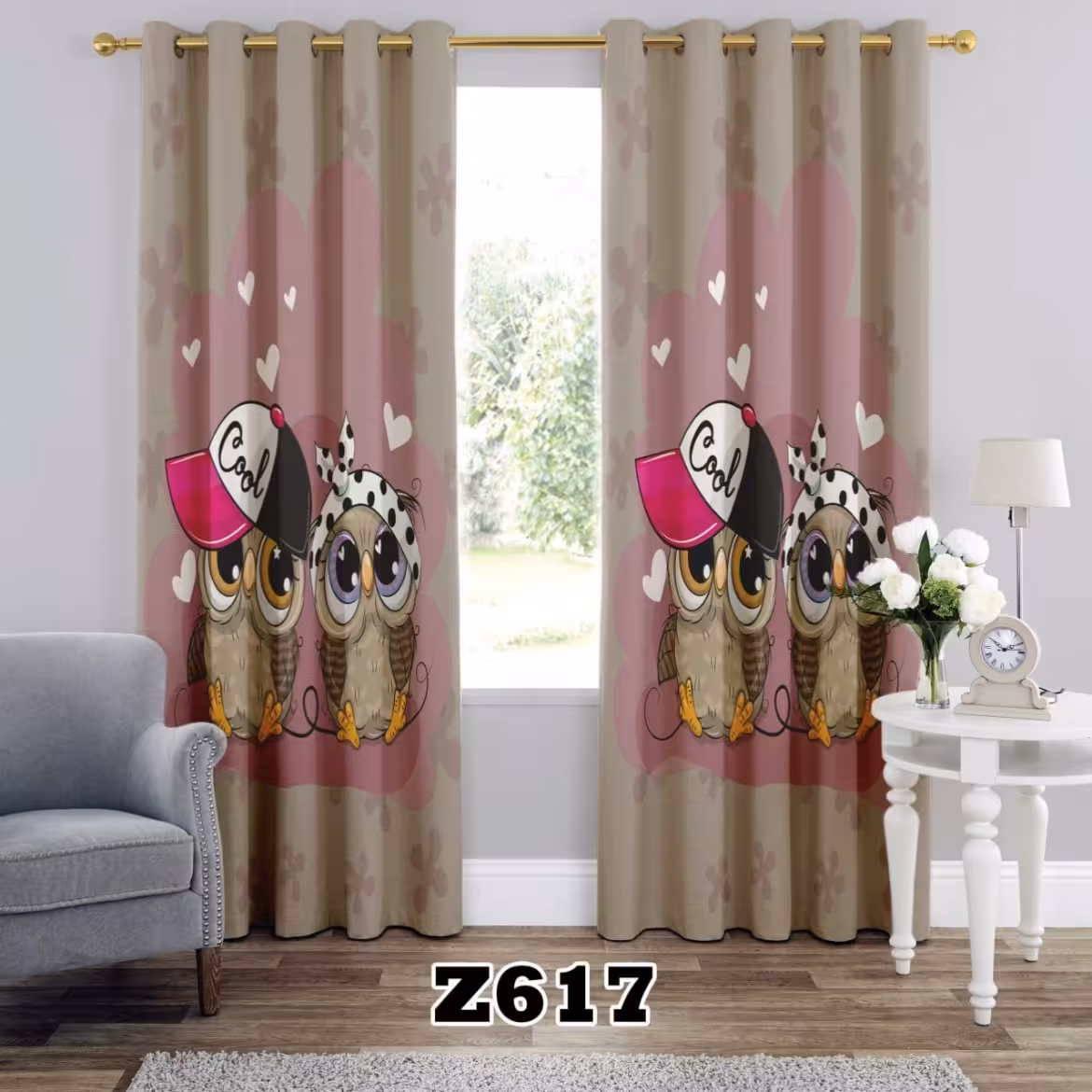 یک عدد پنل پرده اماده طرح جغد z617