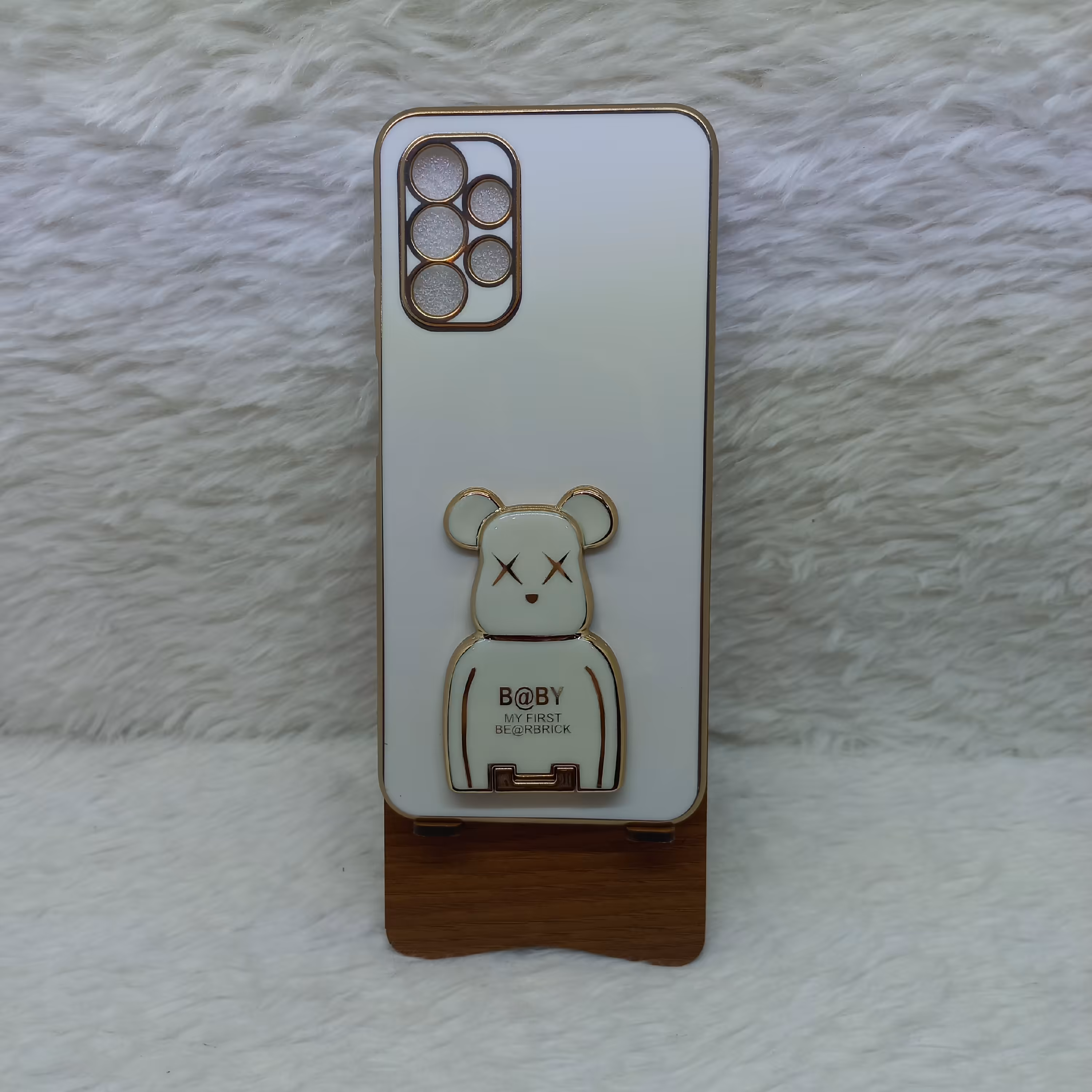 گارد (قاب) گوشی A13 4G مدل مای کیس استندشو خرسی رنگ سفید مناسب گوشی Samsung A13 4G