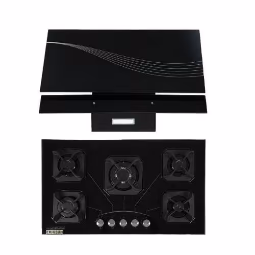 ست هود مورب و اجاق گاز صفحه ای پنج شعله ترموکوپل (پس کرایه)