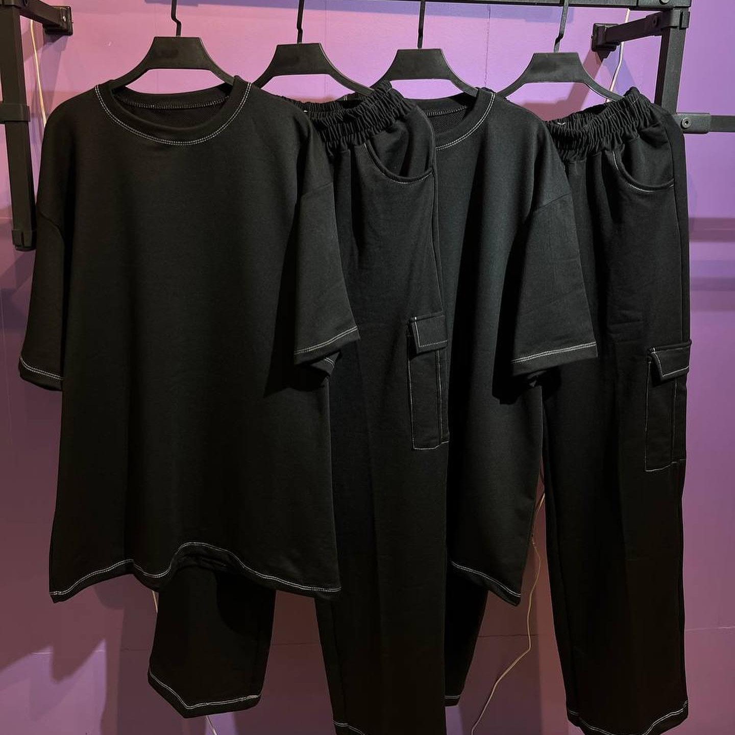 ست اسپورت تیشرت لش و شلوار کارگو بیرون پوش خارجی شیک