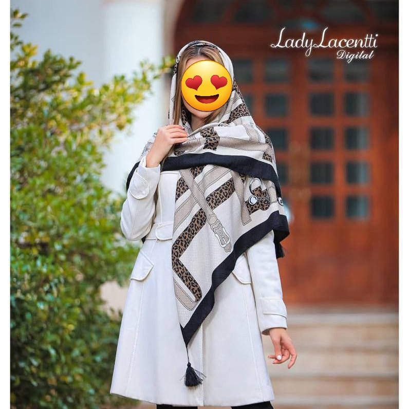 روسری نخی چاپی منگوله دار