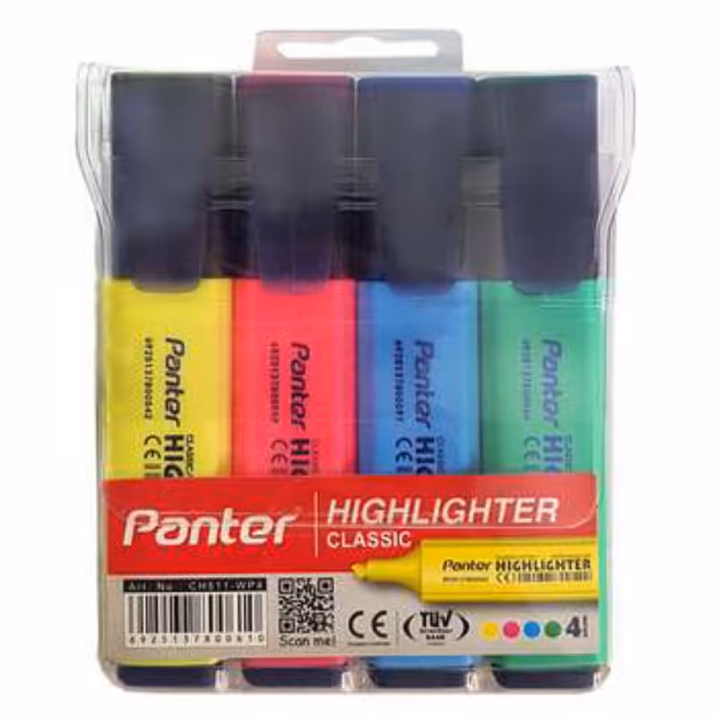 ماژیک هایلایت 4 رنگ پنتر اصل (کیف پلاستیکی) 