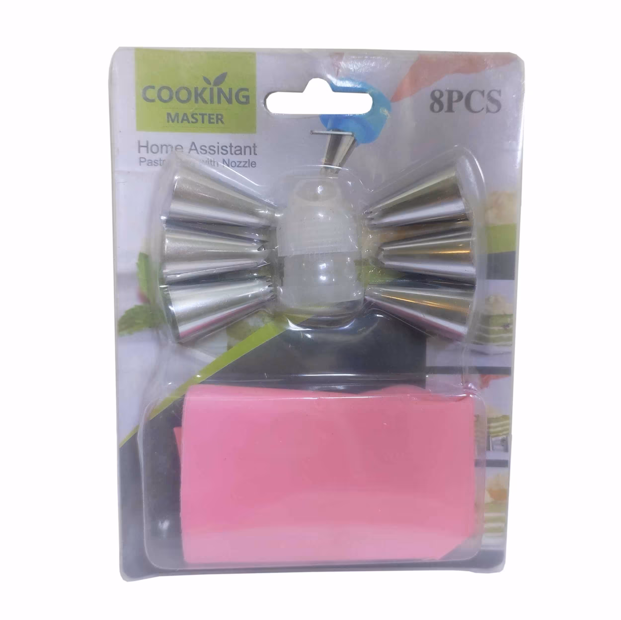 قیف و ماسوره شیرینی پزی مدل 8 عددی صورتی