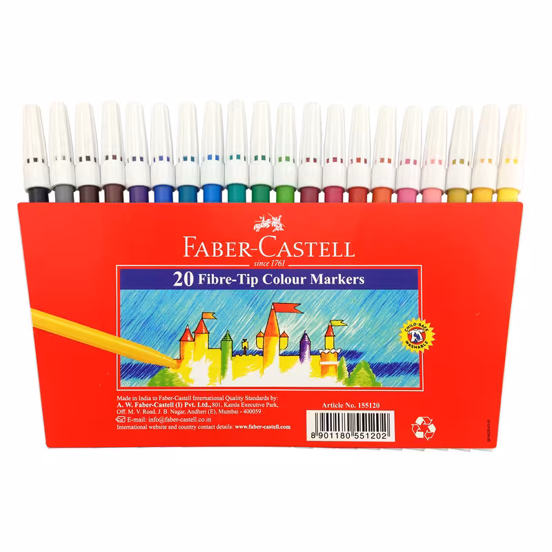 ماژیک رنگ آمیزی فابر کاستل مدل 45F-Fiber tip بسته 20 عددی