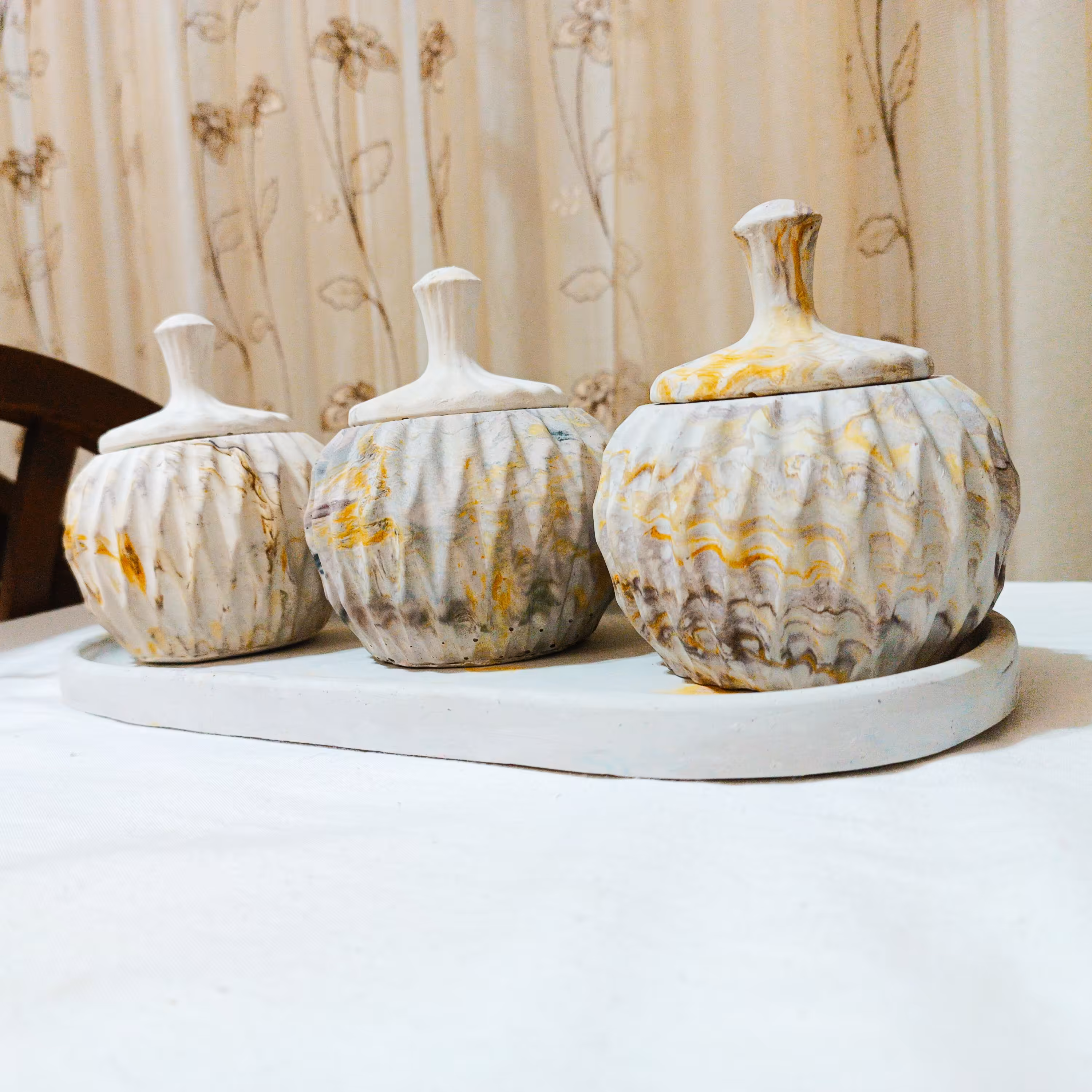 ست چهار تکه ی سرویس قندان سنگی طرح سنگ بسیار زیبا مخصوص رو اوپنی 