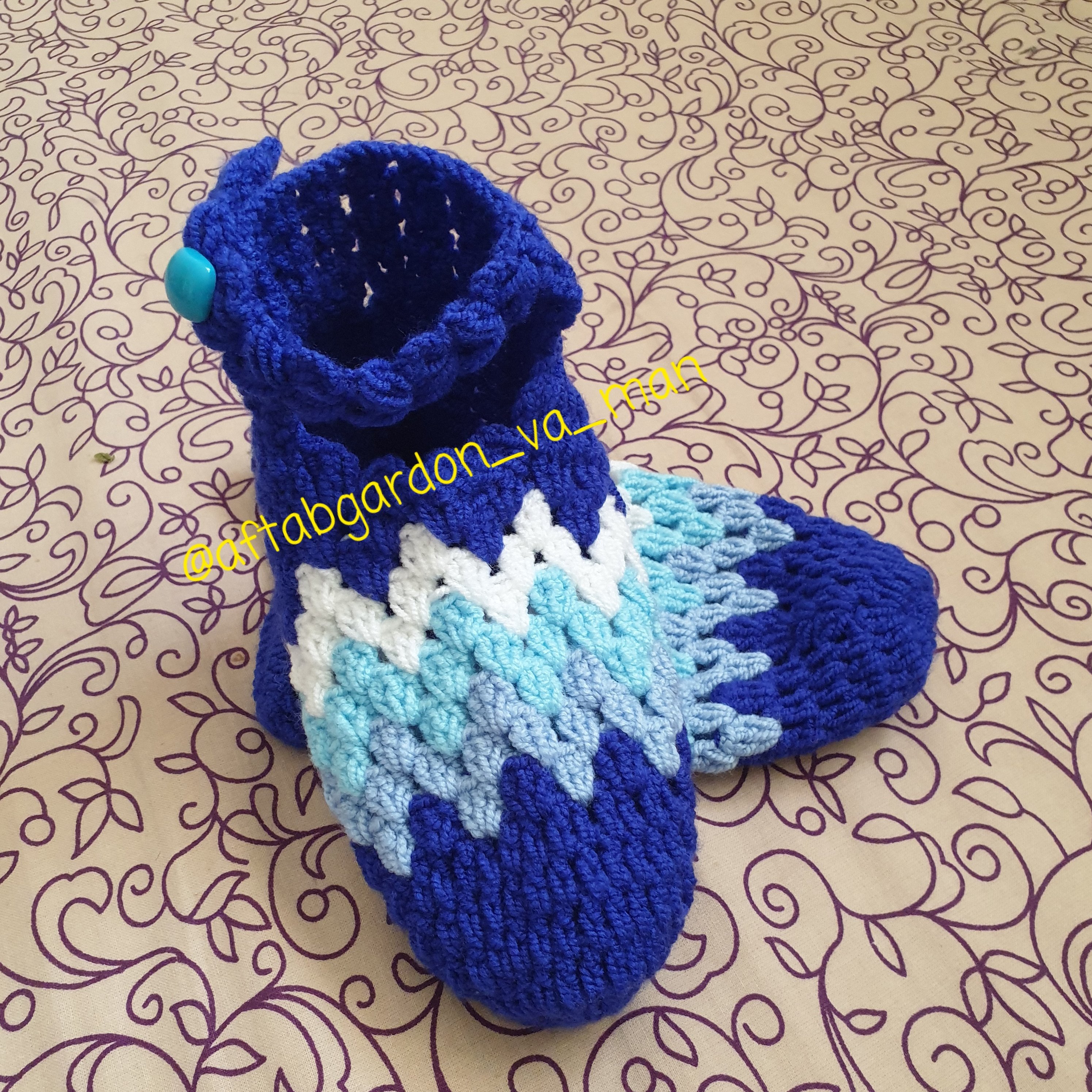 جوراب بافتنی 4 رنگ آبی کاربنی ساقدار گالری آفتابگردون