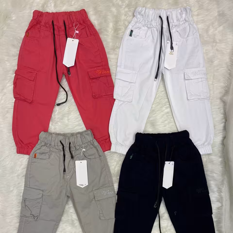 شلوار سفید 6 جیب کتان دخترانه پسرانه