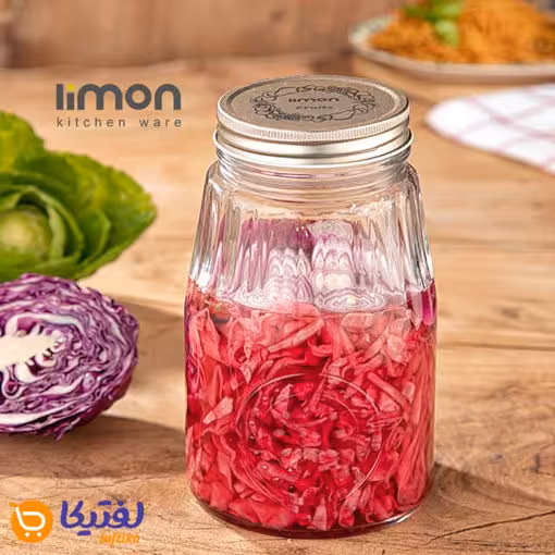 بانکه شیشه ای 1/5 لیتر درب فلزی لیمون 2037