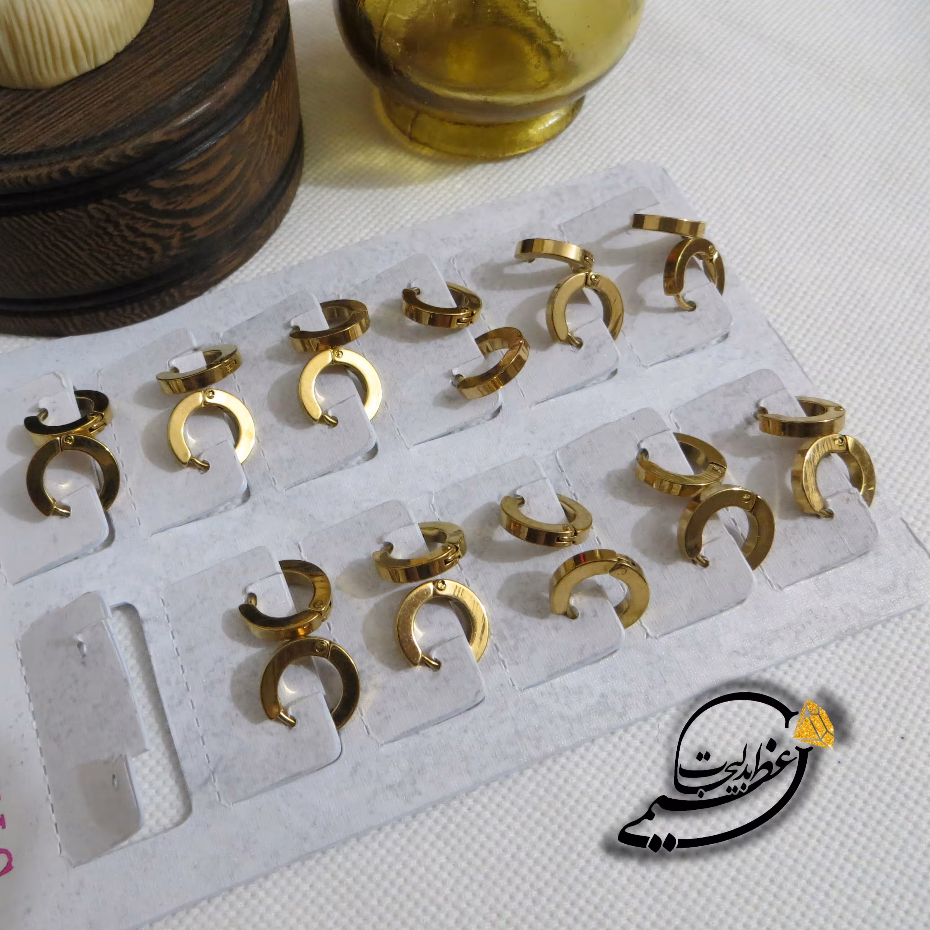 گوشواره حلقه ای ساده طلایی استیل رنگ ثابت درجه یک