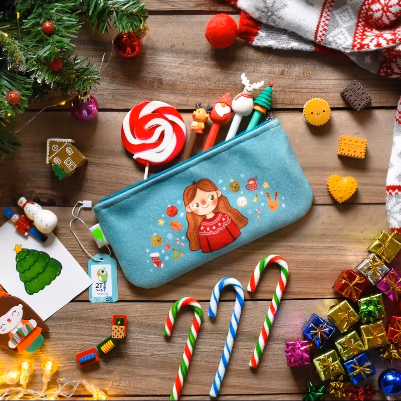 جامدادی مخملی مدل میلکی دختر طوطی دیزاین