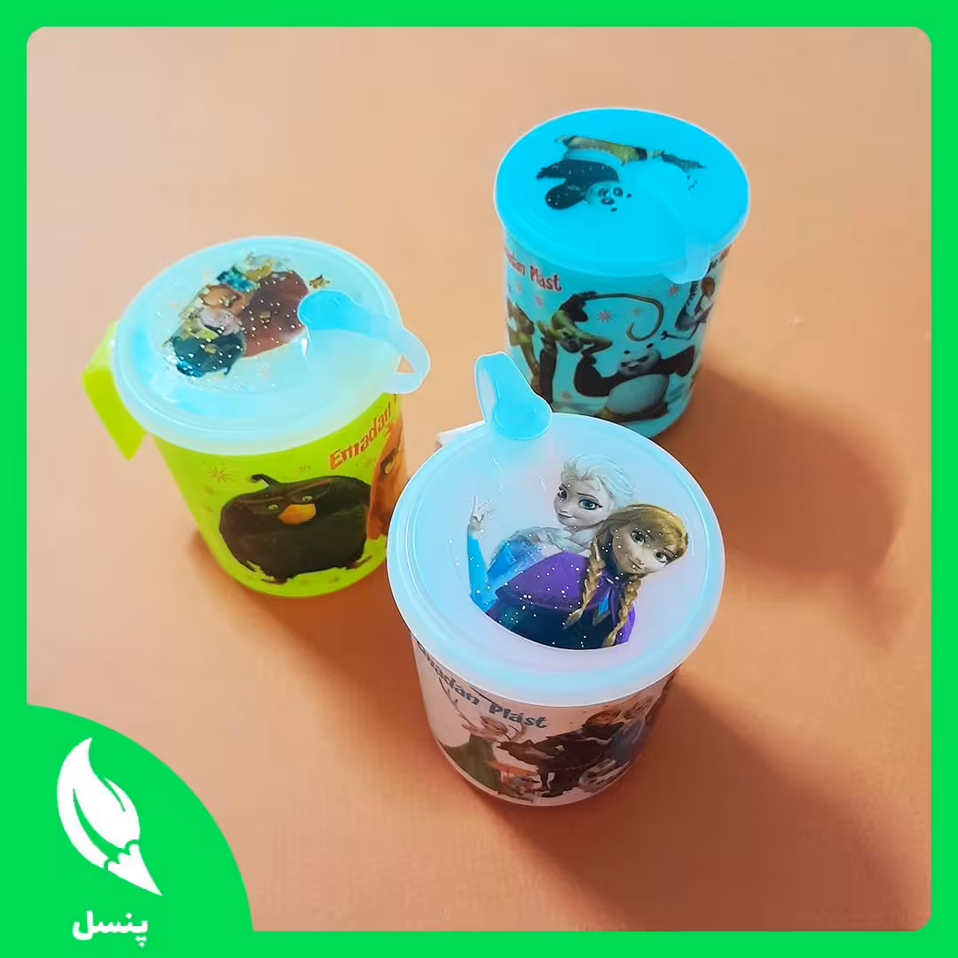 لیوان نی دار و دسته دار کارتونی