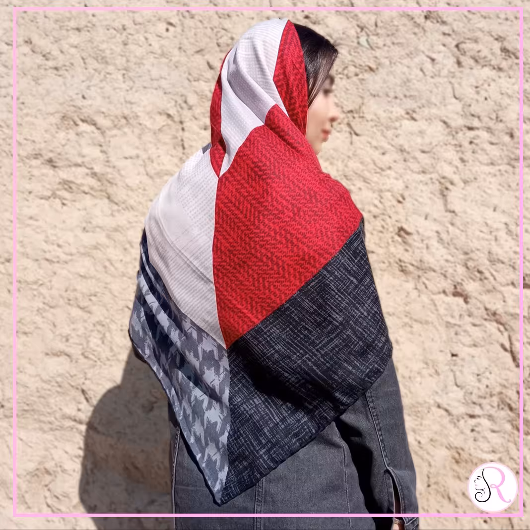 روسری نخی پاییزه دور دست دوز دیجیتال قواره بزرگ (قواره 120)