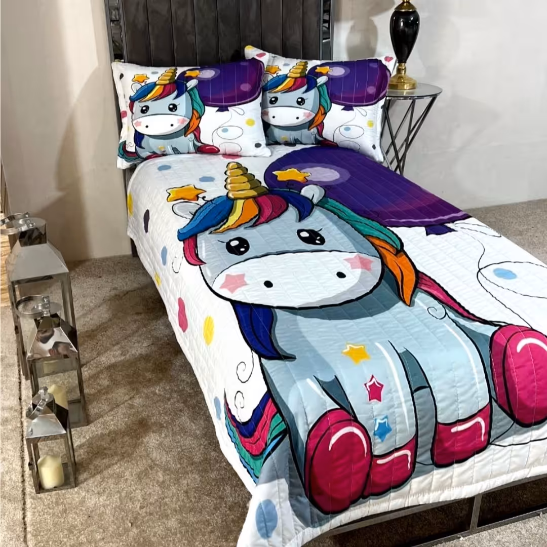 روتختی یک نفره چاپ دیجیتال سه بعدی سه تکه unicorn2(ضمانت پرز و رنگ )