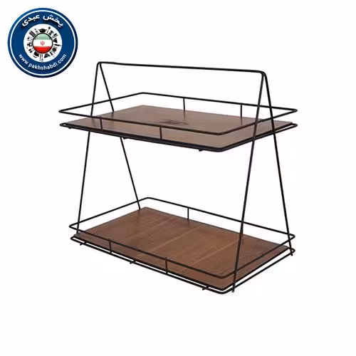 استند پذیرایی دو طبقه مستطیل کف چوبی