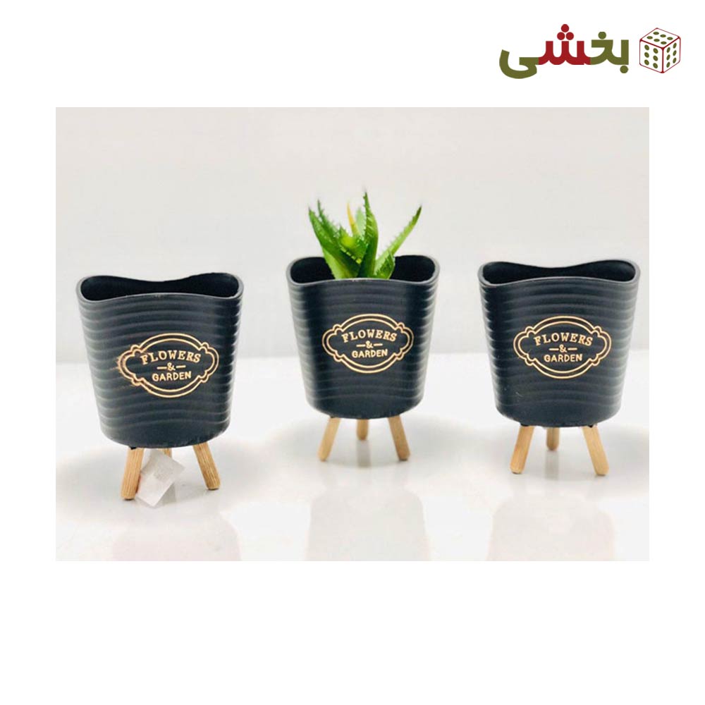 گلدان فانتزی پايه چوبی کوچک