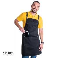 پیشبند کتان کجراه 3 جیب مشکی کیوان