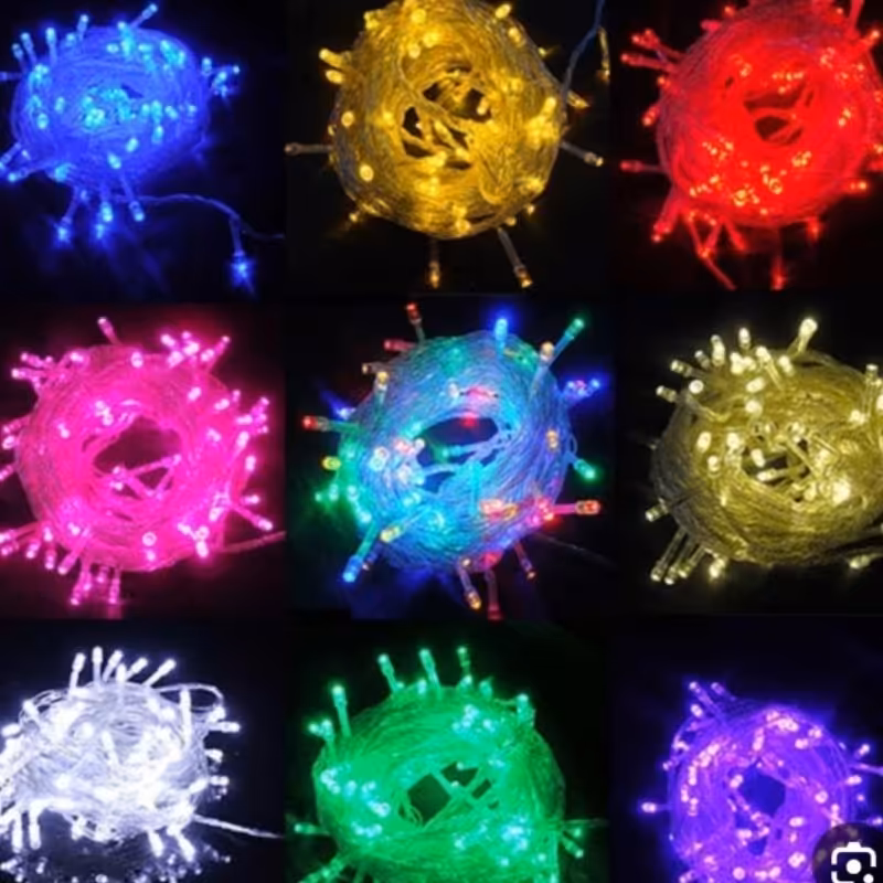 ریسه رنگی 10 متری انواع رنگ ها دارد (رنگ آبی،رنگ زرد،رنگ سفید ،رنگ سیز،رنگ بنفش،هفت رنگ سیم سفید ،هفت رنگ سیم مشکی )