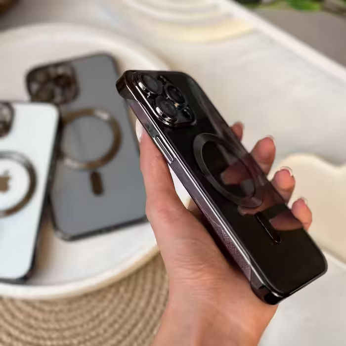 قاب شفاف مگ سیف دار mag side black برای آیفون 