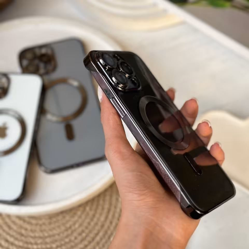 قاب شفاف مگ سیف دار mag side black برای آیفون 