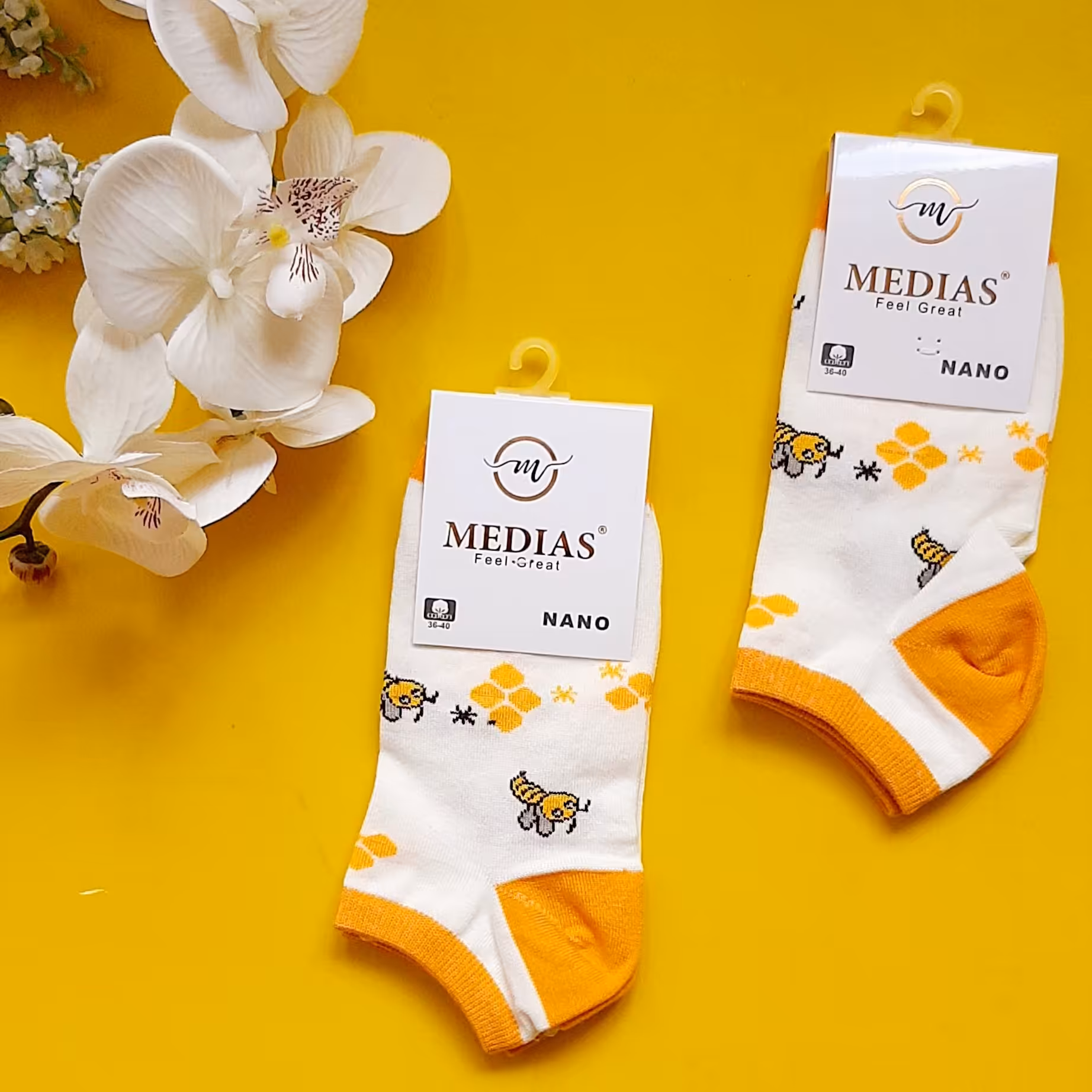 جوراب مچی نخپنبه طرح زنبور