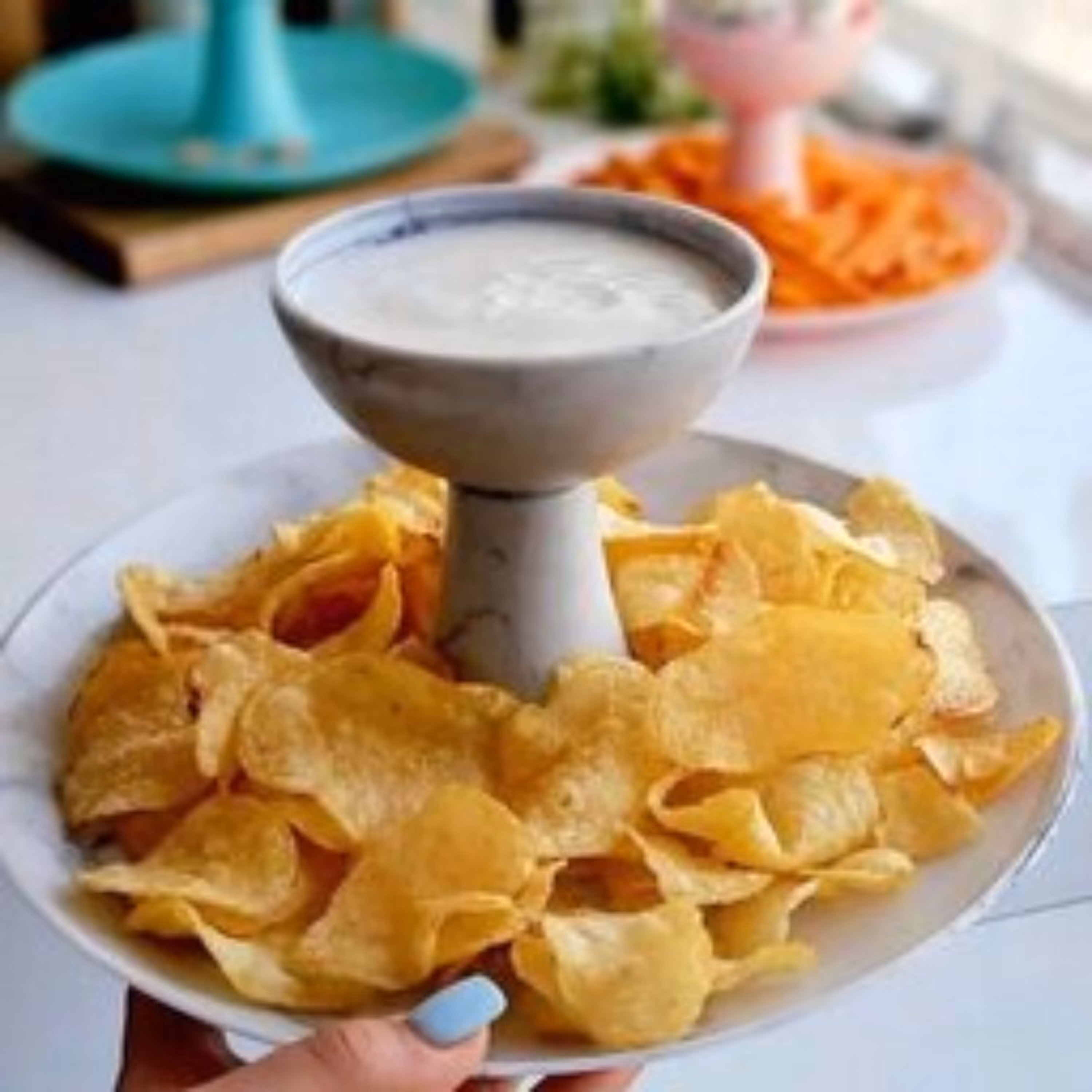 اردو خوری تخمه خوری .تک رنگ طوسی طرح سنگ فانتزی ظرف سرو تنقلات و چیپس اردور چند منظوره  