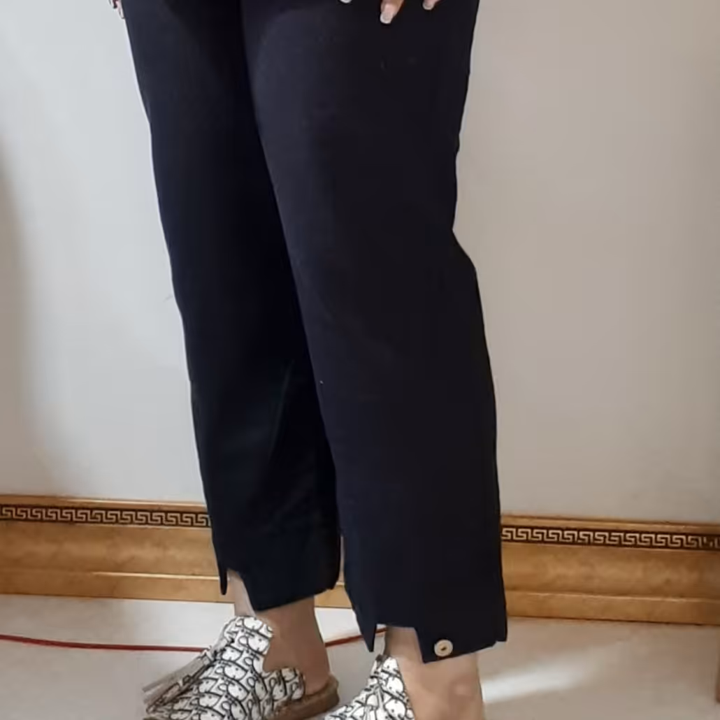 شلوارمام استایل جنس لنین مشکی جذاب