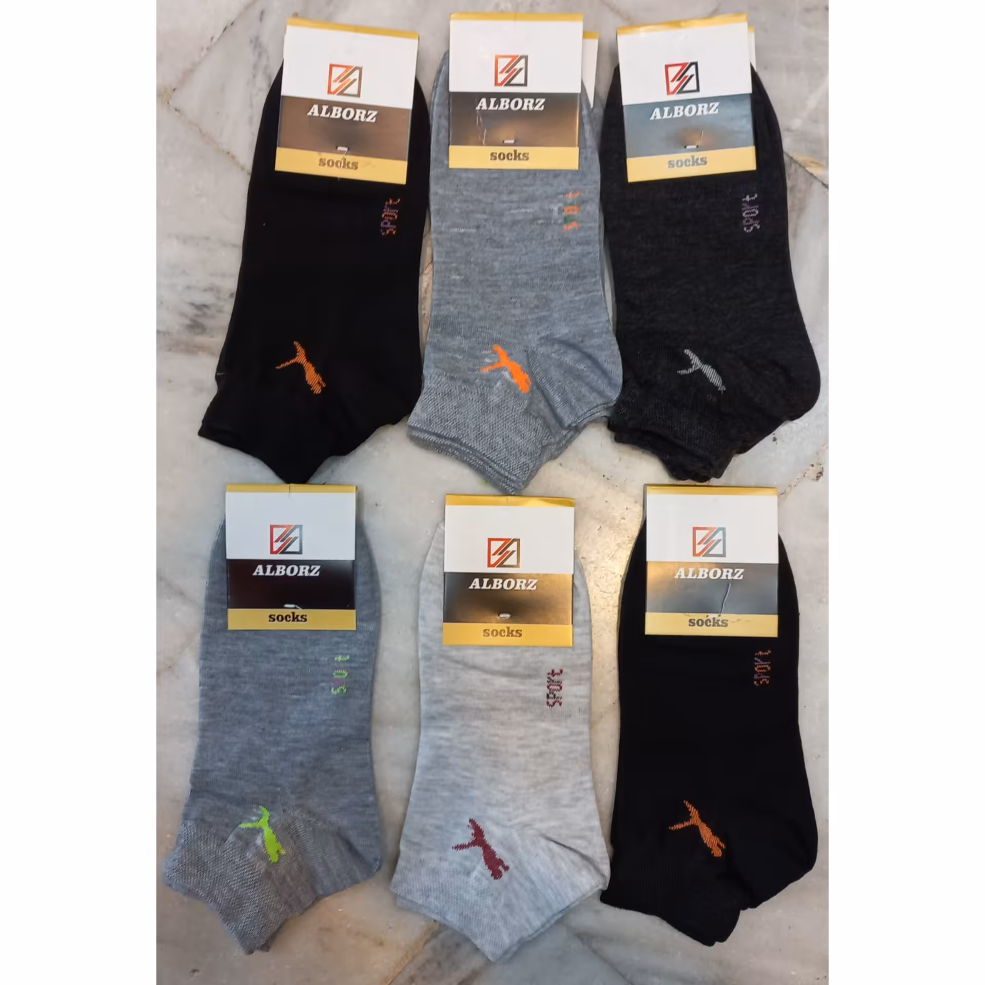 پک 6عددی جوراب اسپرت البرز مارک پوما با رنگبندی متنوع
