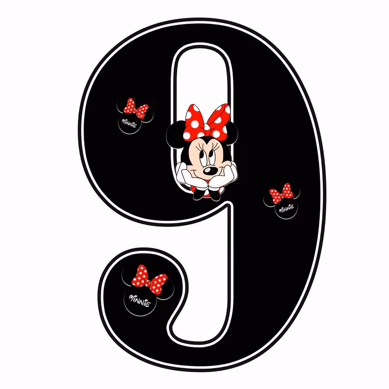 استند رومیزی تولد مدل عدد 9 طرح مینی موس مشکی کد 839