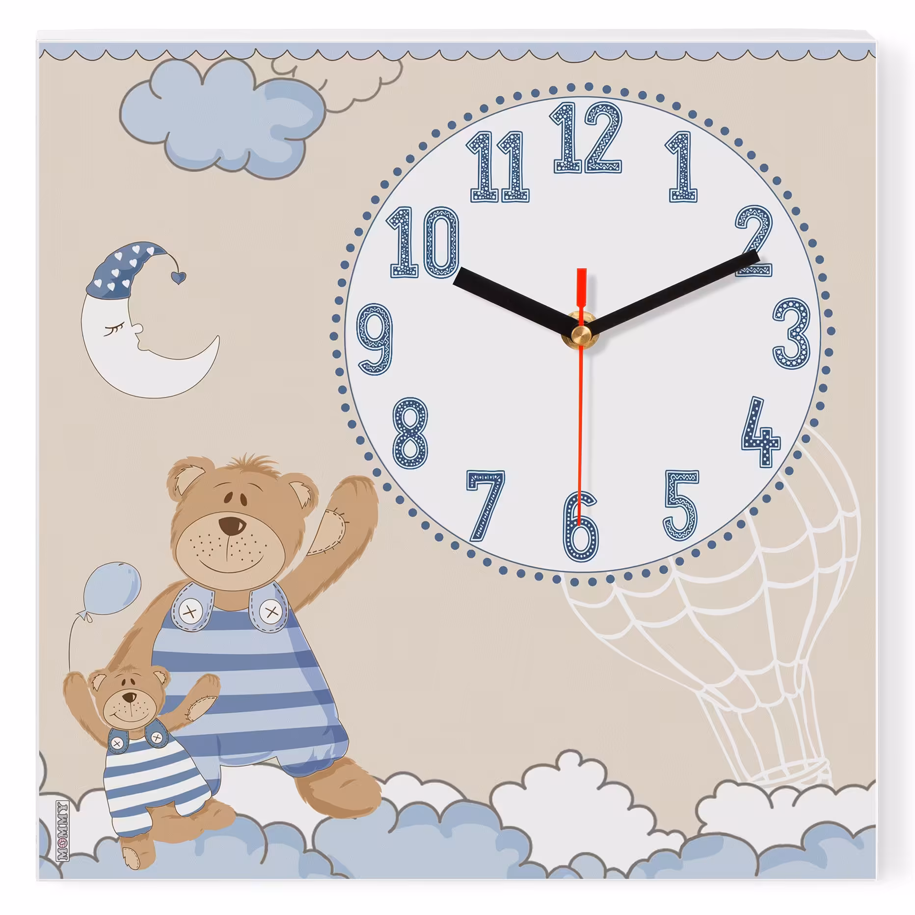 ساعت دیواری کودک MOMMY طرح  خرس و خانواده کد 2351