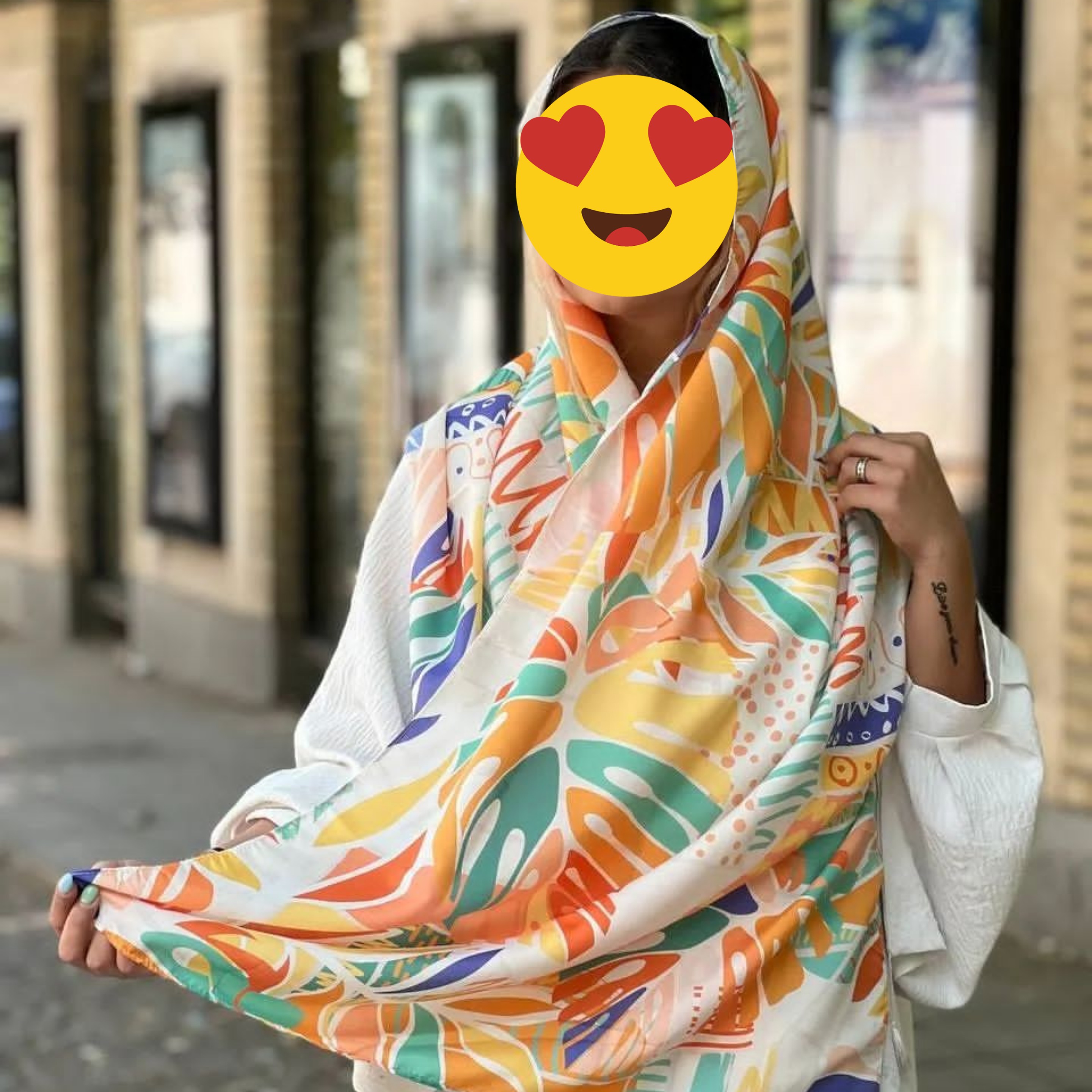 شال نخی نارنجی طرحدار (ارسال رایگان)