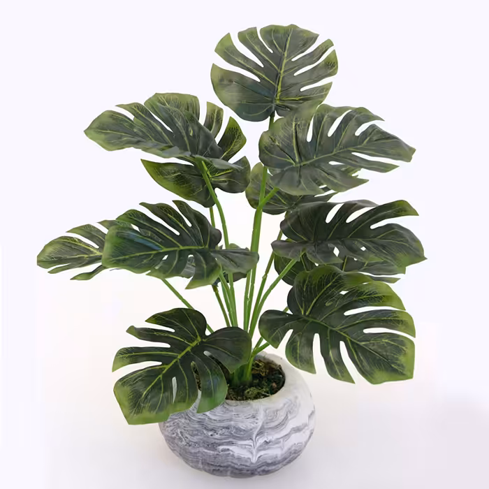 گلدان و گیاه مصنوعی برگ انجیری مدل Monstera برند ایکیا