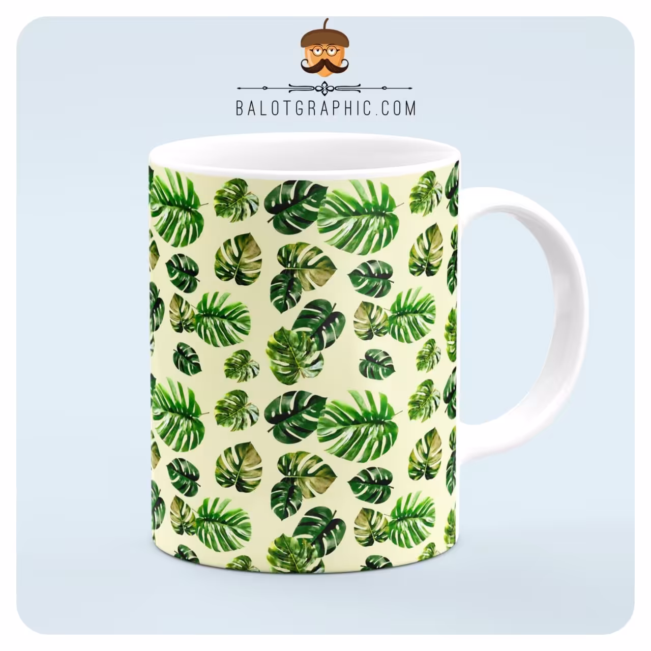 ماگ سرامیکی طرح برگ کد BM129 بلوط گرافیک