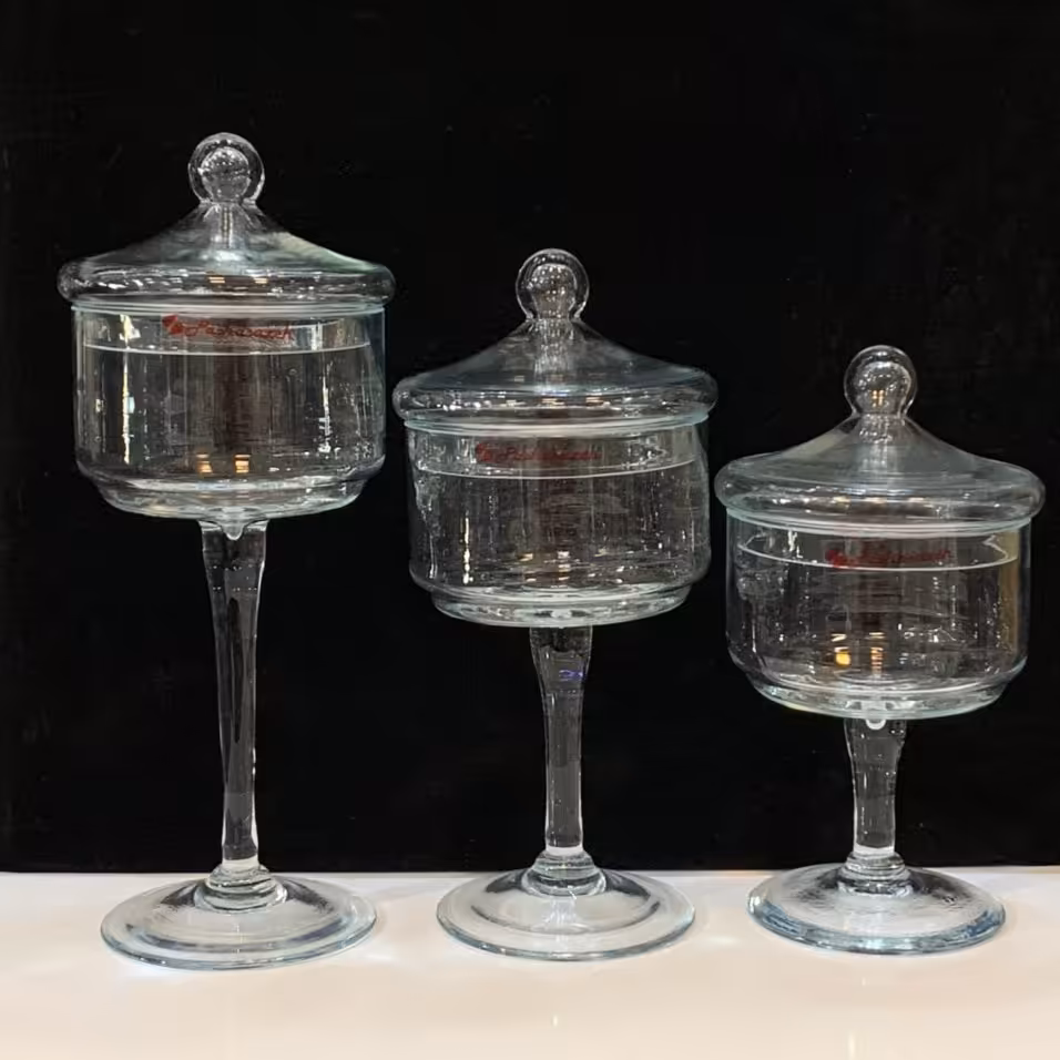 کندی سه تایی بلور پایه دار بسیار شفاف (شکلاتخوری تنقلات خوری هفت سین)