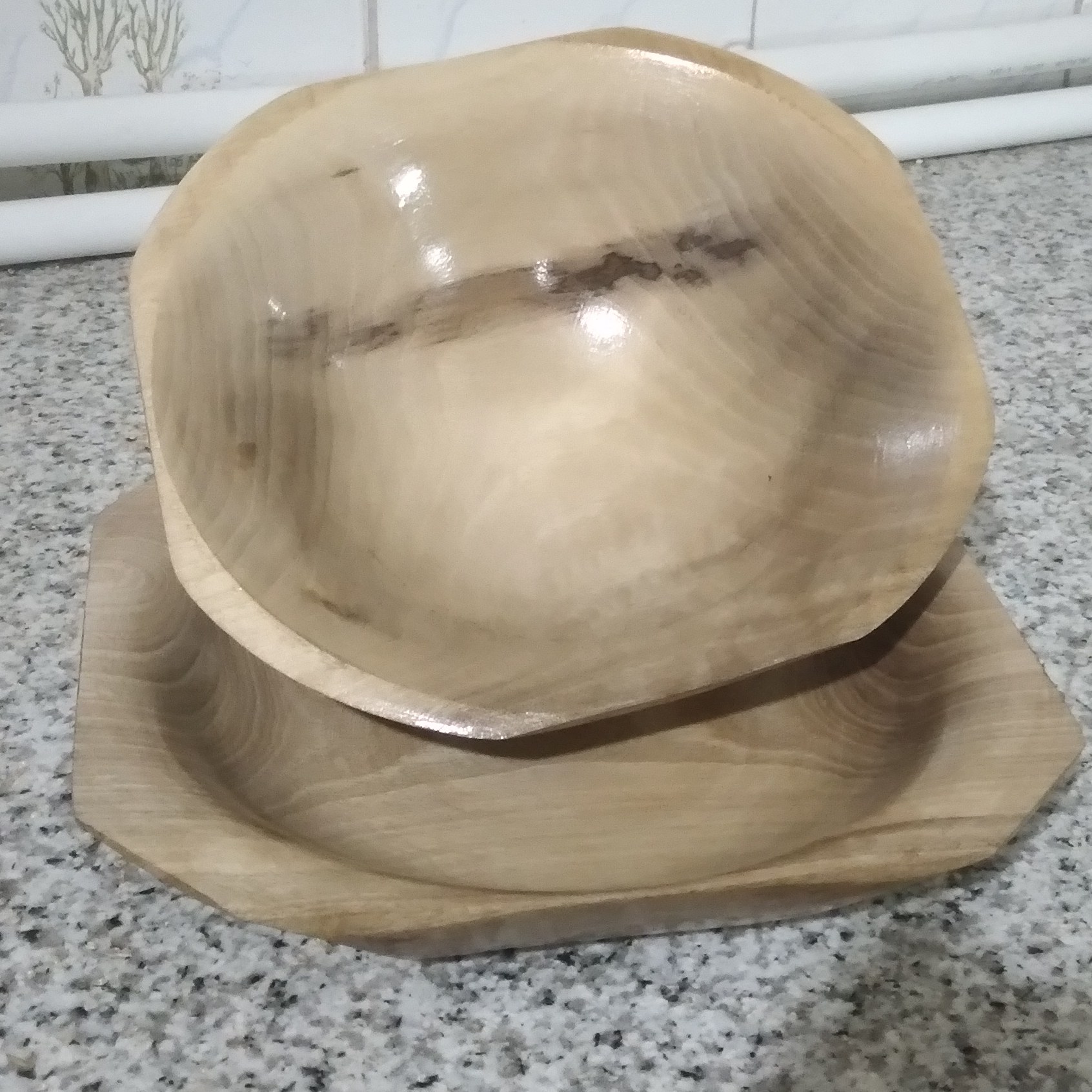 کاسه دو پارچه چهار گوش چوبی