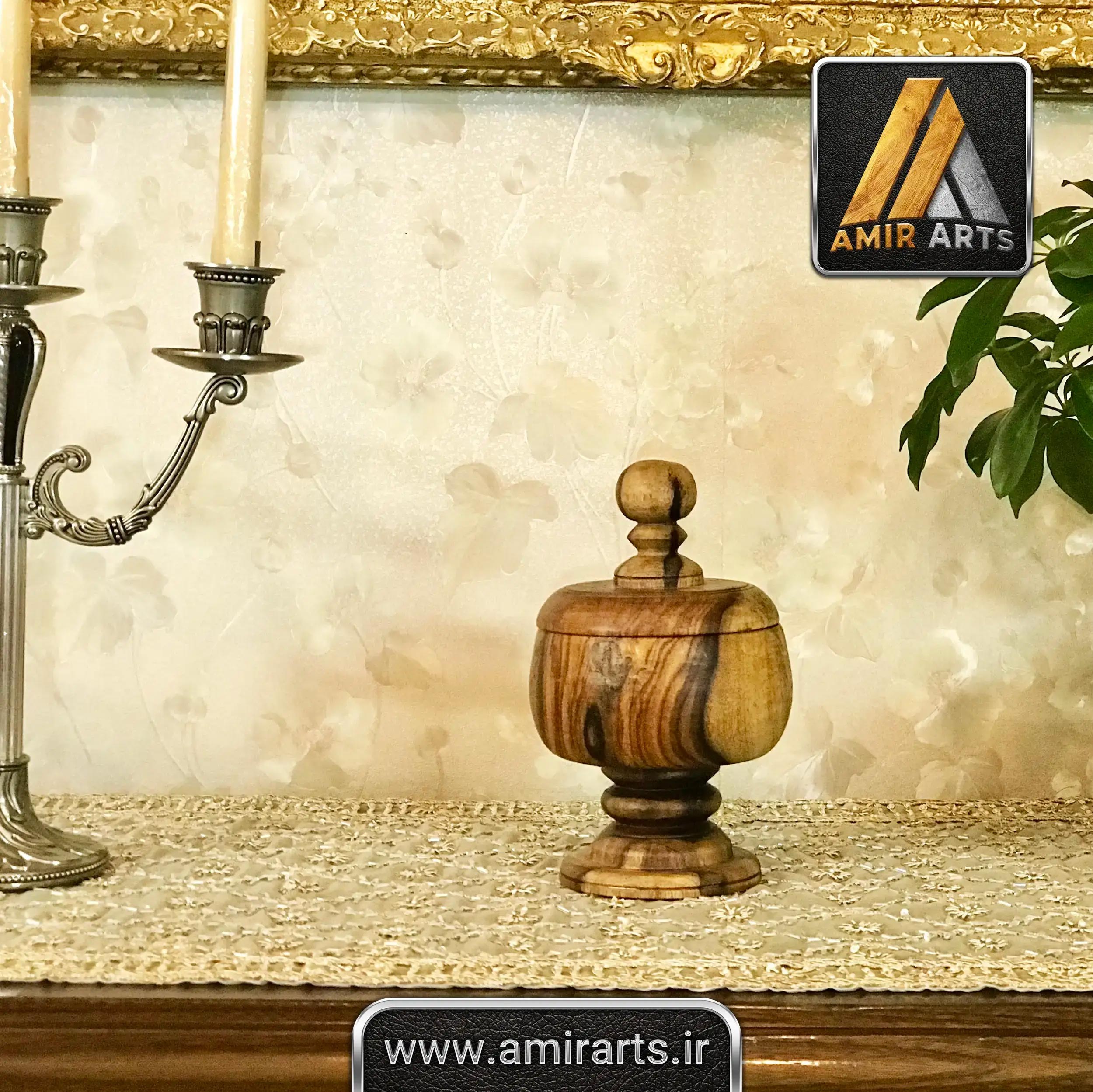 شکلات خوری آجیل خوری - هنر دست - رنگ طبیعی چوب - کد 1012