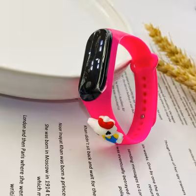 ساعت ال ای دی بچگانه رنگ‌ صورتی