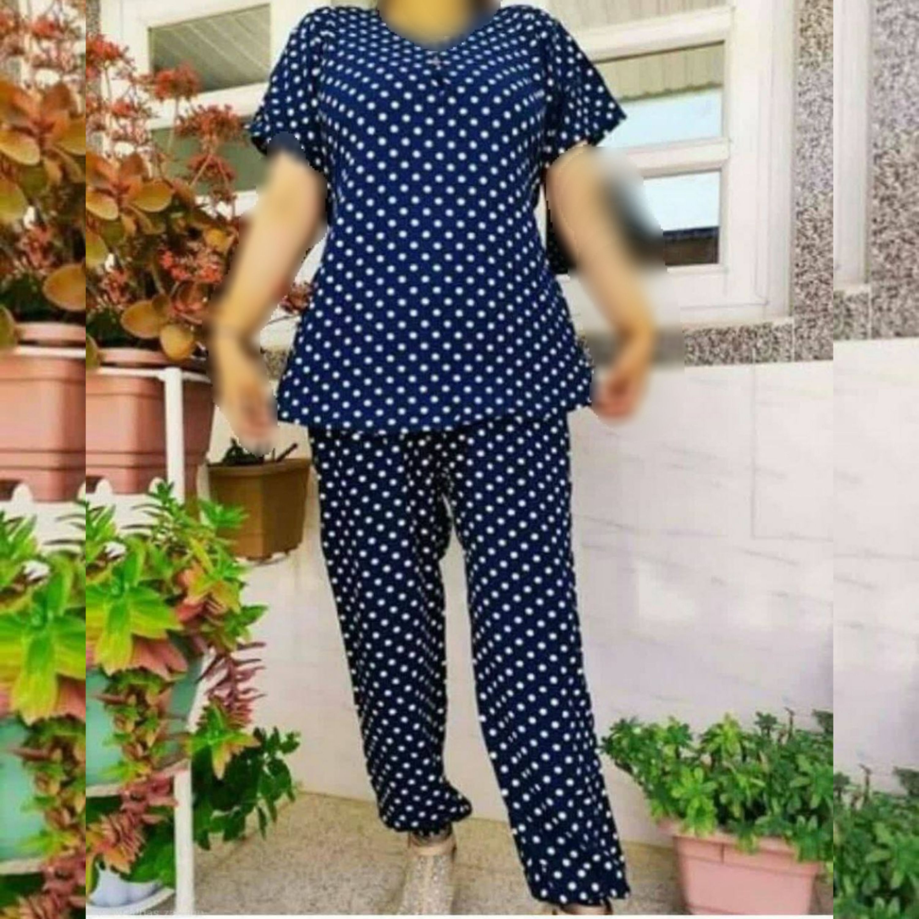 ست بلوز و شلوار نخی توپی ارسال رایگان