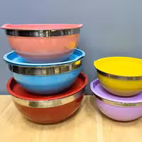 لگن استیل سایز بزرگ ، درب رنگی ،مناسب جهیزیه و با کیفیت 