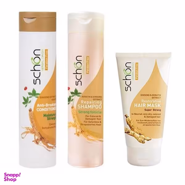 پک شامپو، نرم کننده و کاسک مو شون (Schon) مدل Ginseng مجموعه 3 عددی