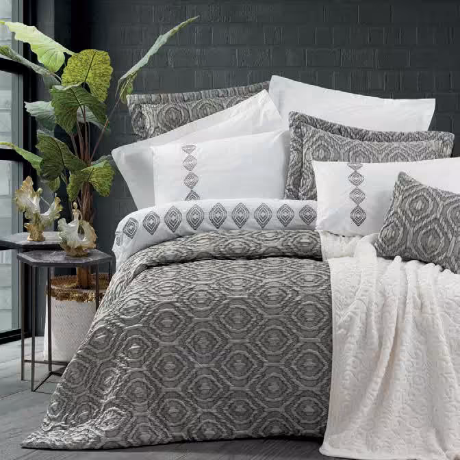 رو تختی عروس کاتن باکس مدل Platinium Orenda Bej دو نفره 11 تکه