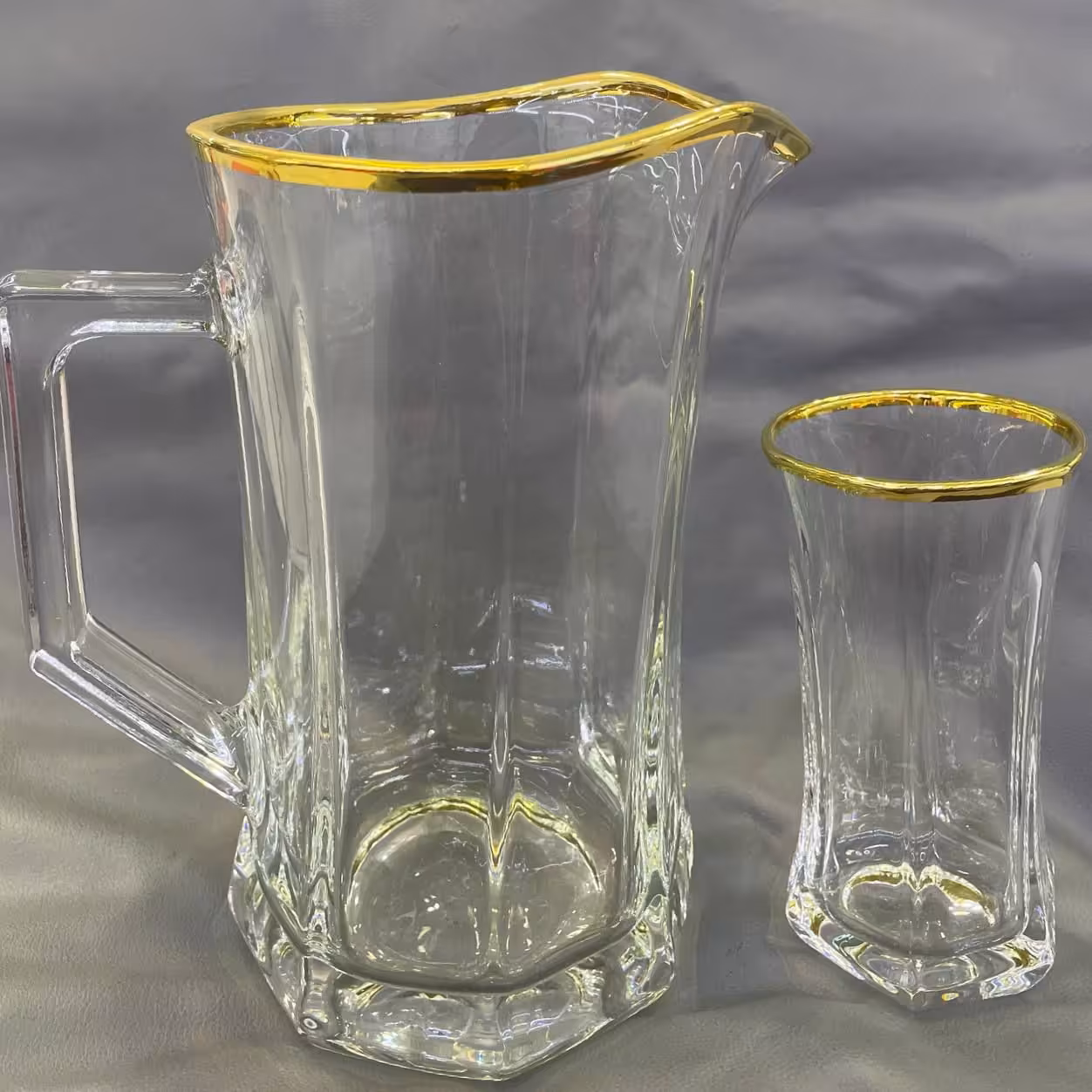 پارچ و لیوان  گلکسی  لب طلا 