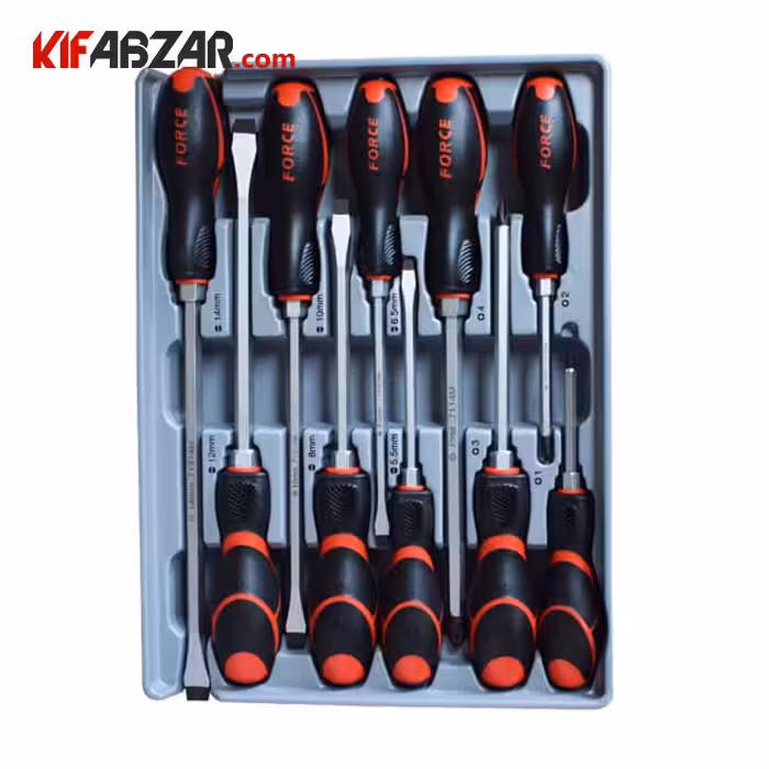 ست پیچ گوشتی ضربه خور 10 عددی فورس مدل 2108