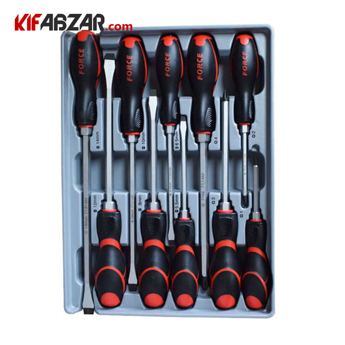 ست پیچ گوشتی ضربه خور 10 عددی فورس مدل 2108