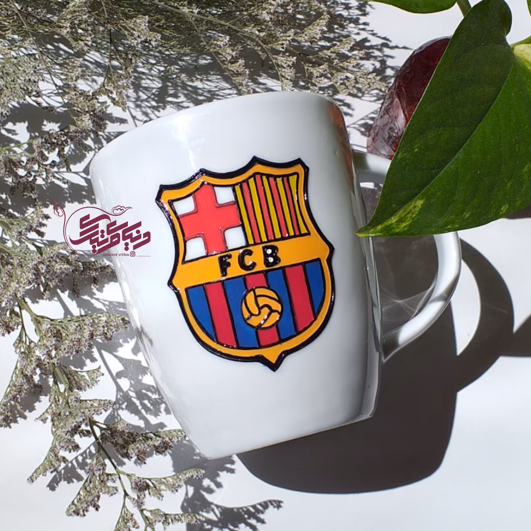 ماگ بارسلونا، لیوان ویترای طرح بارسا، نقش برجسته و براق، هدیه فوتبالی، پسرانه، ارسال رایگان