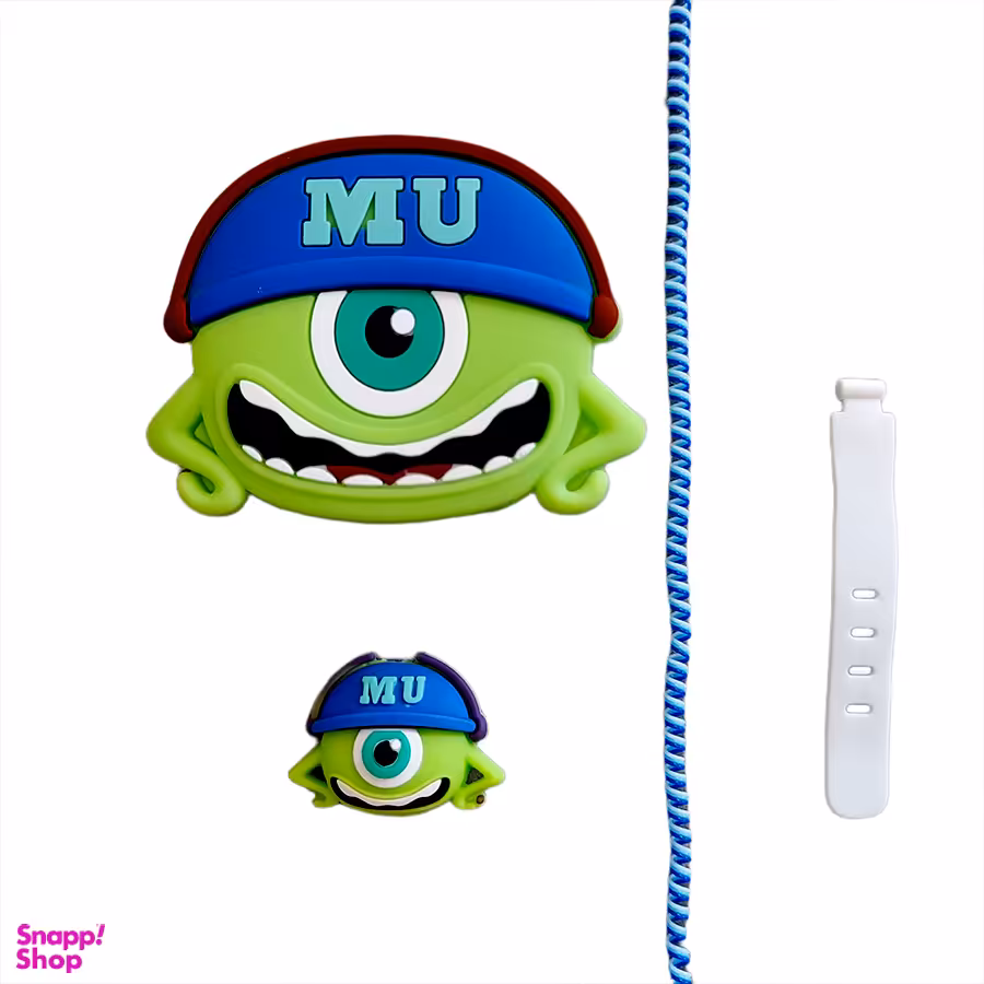 محافظ کابل و محافظ شارژر دیواری طرح فانتزی مدل مایک مناسب شارژر 20 وات اپل مجموعه 4 عددی