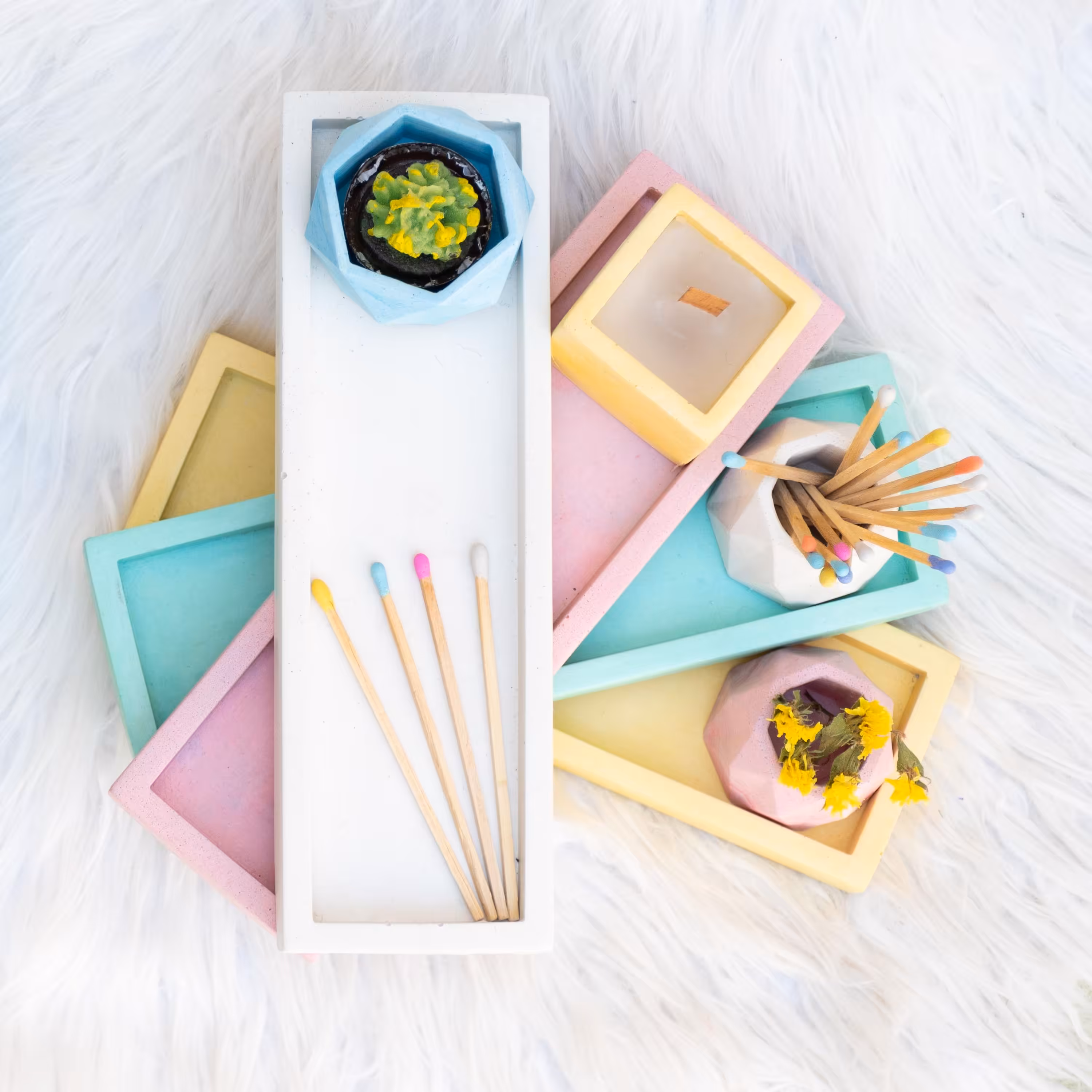 ست سینی با شمع و کبریت