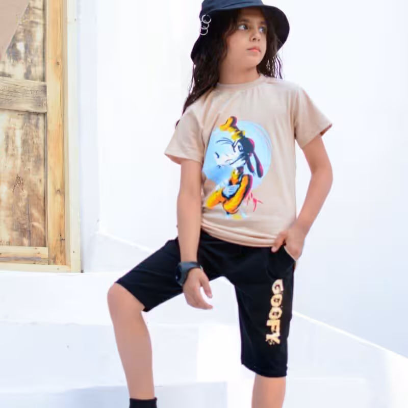 تیشرت شلوارک نخ پنبه پسرانه چاپ زول سایز 40 45 50 55