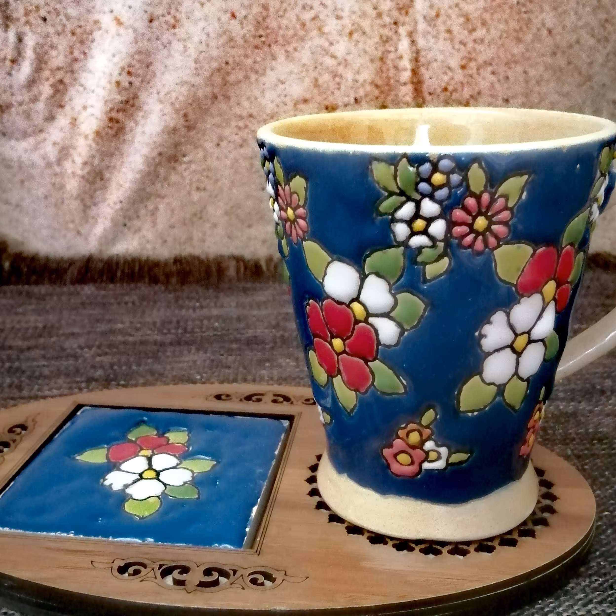 ست لیوان کاشی اطلسی